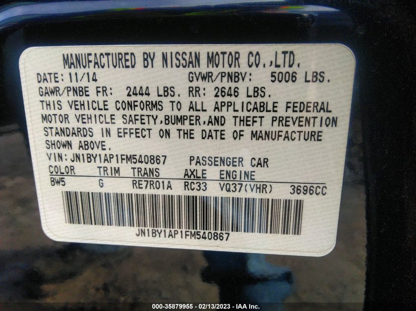 2015 INFINITI Q70 - JN1BY1AP1FM540867