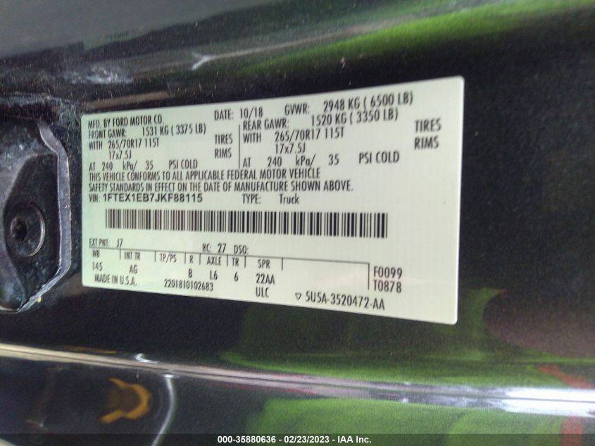 2018 FORD F-150 XL/XLT - 1FTEX1EB7JKF88115