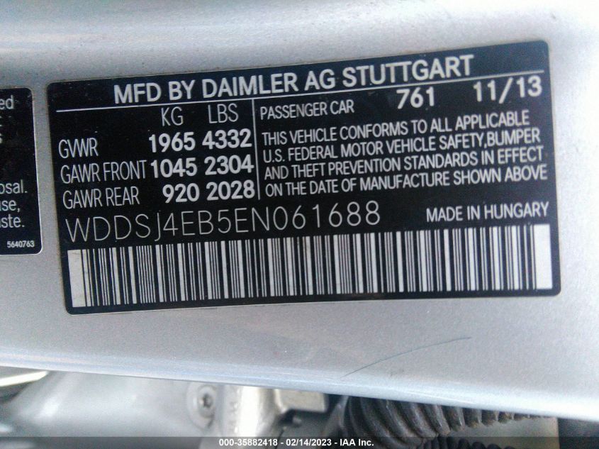 2014 MERCEDES-BENZ CLA-CLASS CLA 250 - WDDSJ4EB5EN061688