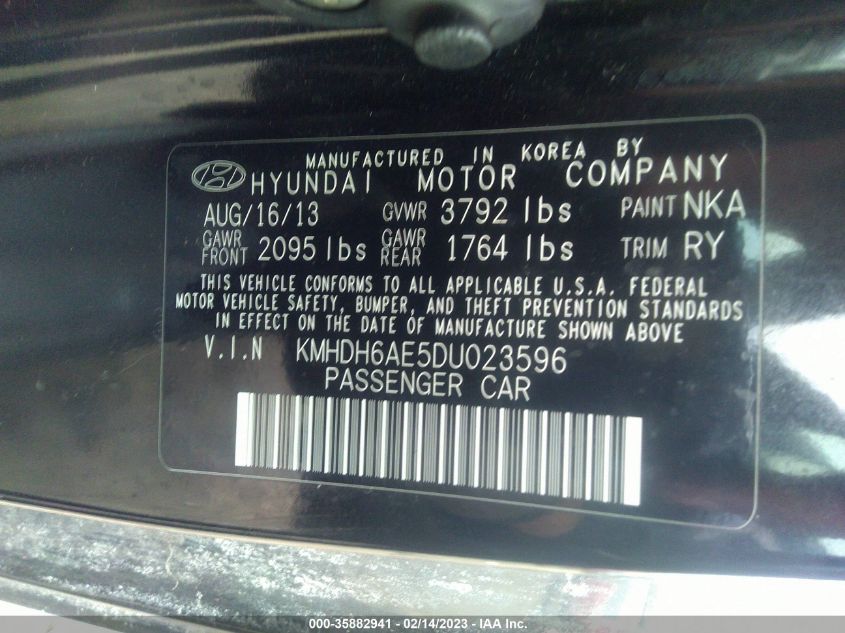 2013 HYUNDAI ELANTRA COUPE GS PZEV KMHDH6AE5DU023596