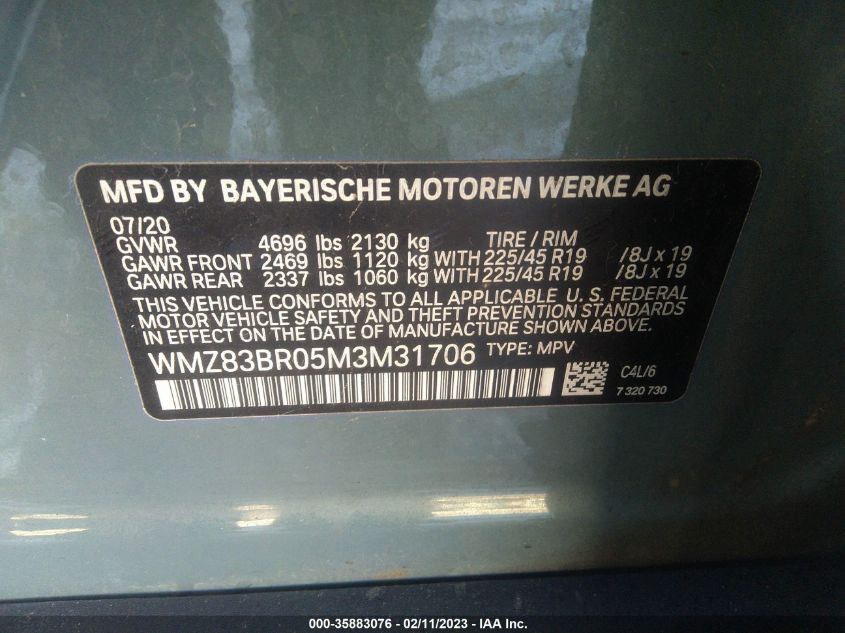 2021 MINI COUNTRYMAN COOPER S WMZ83BR05M3M31706