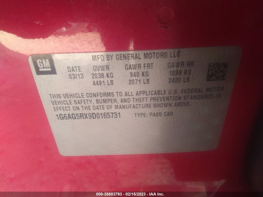 2013 CADILLAC ATS - 1G6AG5RX9D0165731