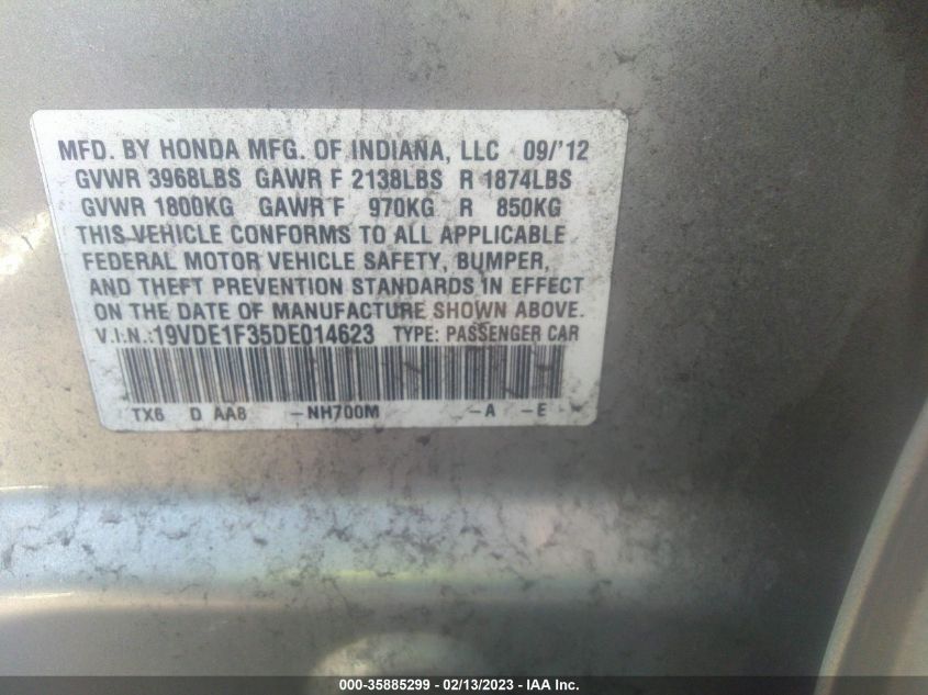 2013 ACURA ILX - 19VDE1F35DE014623