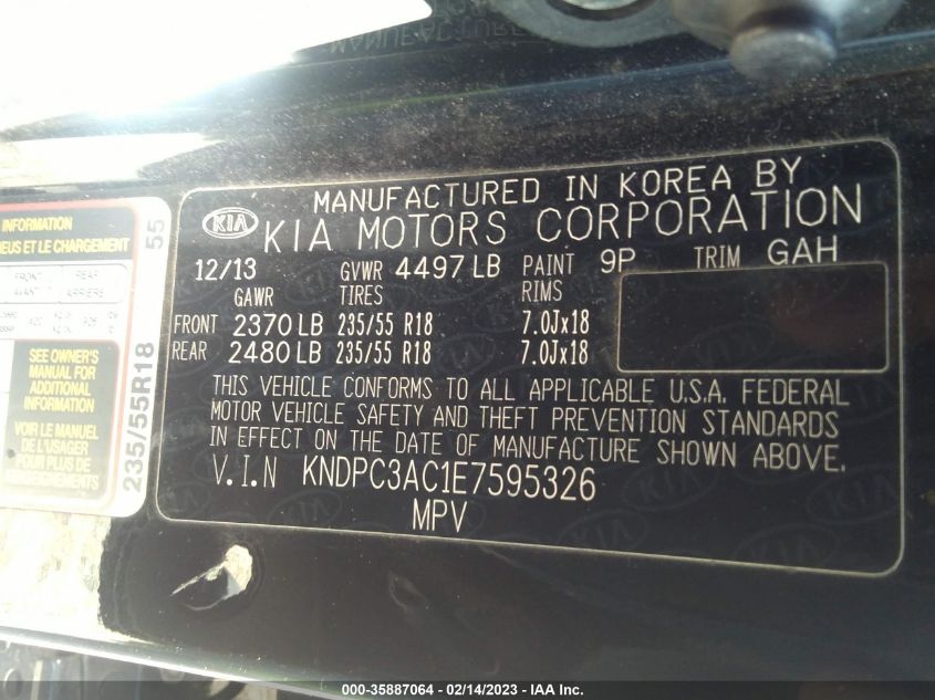 2014 KIA SPORTAGE EX - KNDPC3AC1E7595326