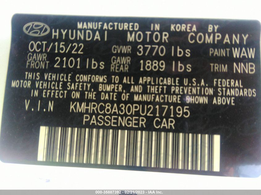 2023 HYUNDAI VENUE SEL - KMHRC8A30PU217195