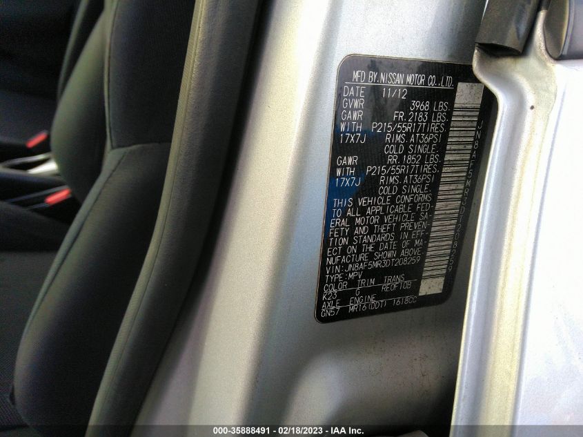 2013 NISSAN JUKE S - JN8AF5MR3DT208259
