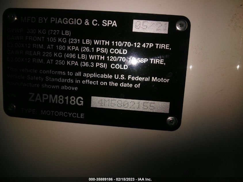 2021 VESPA SPRINT 150 3V ZAPM818G4M5802155