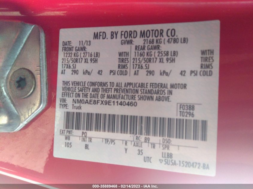 2014 FORD TRANSIT CONNECT WAGON XLT NM0AE8FX9E1140460