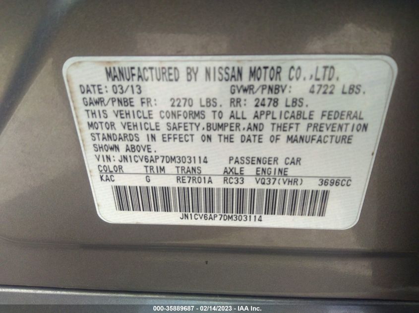 2013 INFINITI G37 SEDAN JOURNEY - JN1CV6AP7DM303114