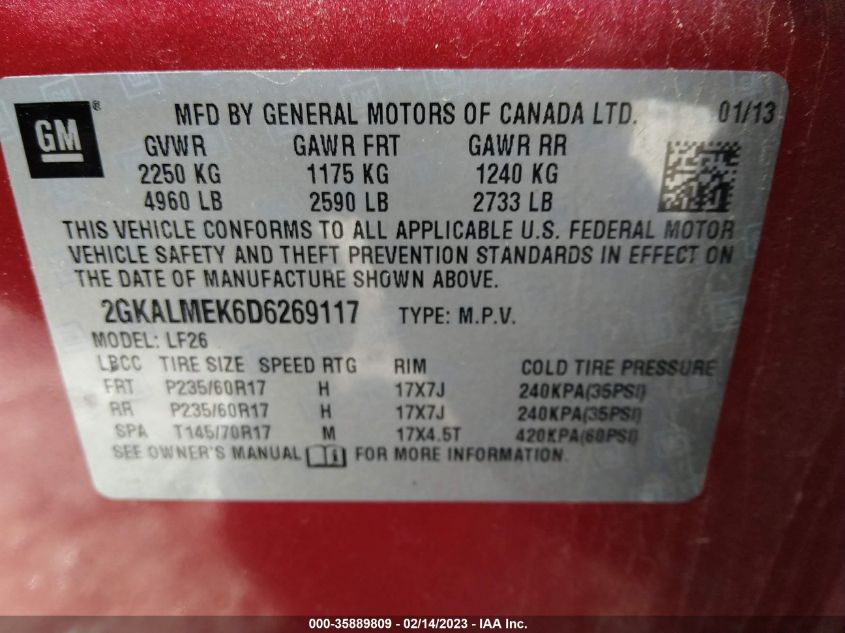 2013 GMC TERRAIN SLE - 2GKALMEK6D6269117