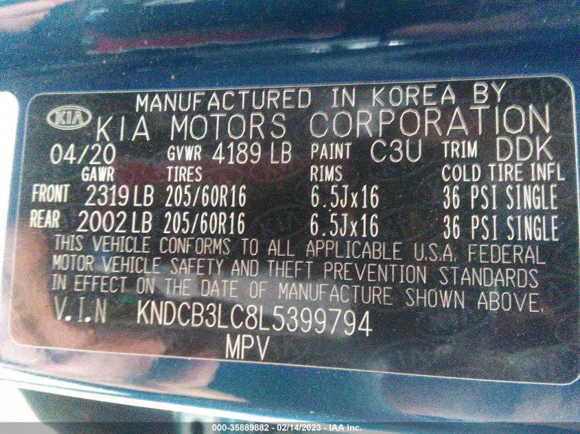 2020 KIA NIRO LXS - KNDCB3LC8L5399794