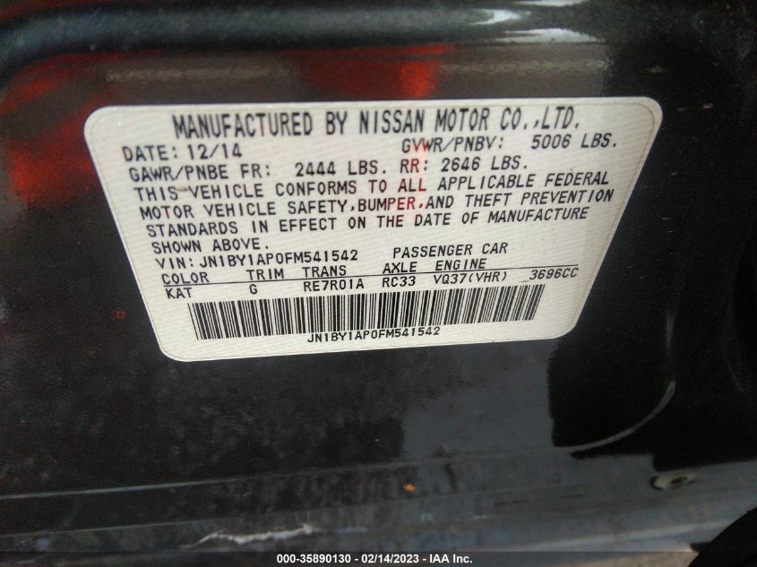 2015 INFINITI Q70 - JN1BY1AP0FM541542