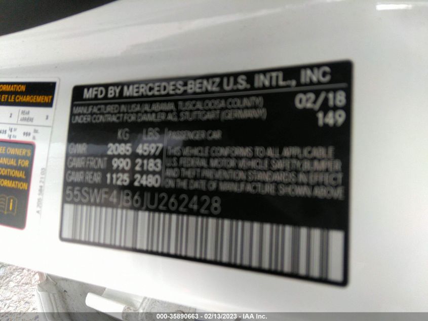 55SWF4JB6JU262428 2018 MERCEDES-BENZ C-CLASS, photo no. 9