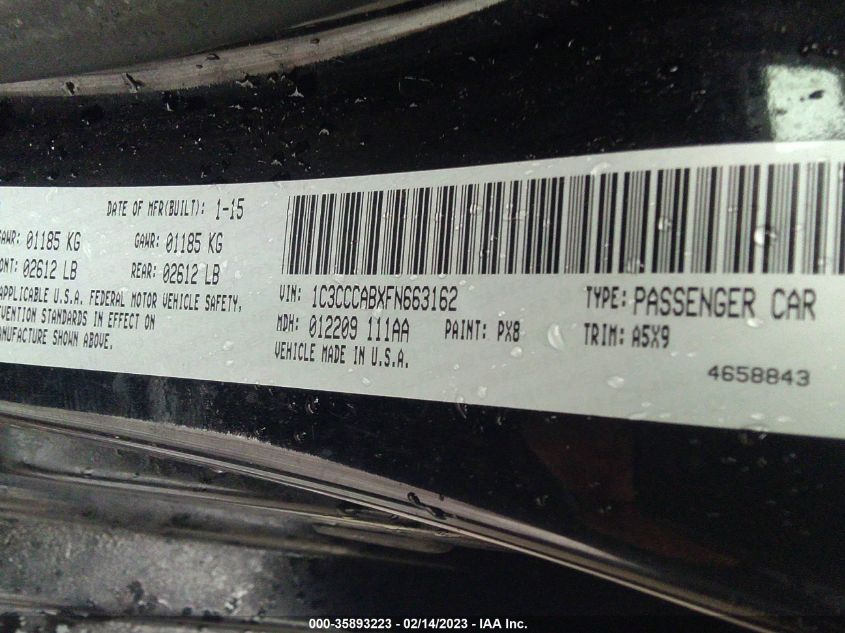 2015 CHRYSLER 200 LIMITED - 1C3CCCABXFN663162
