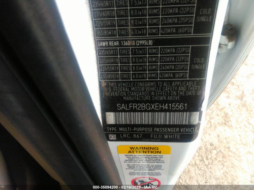 2014 LAND ROVER LR2 - SALFR2BGXEH415561