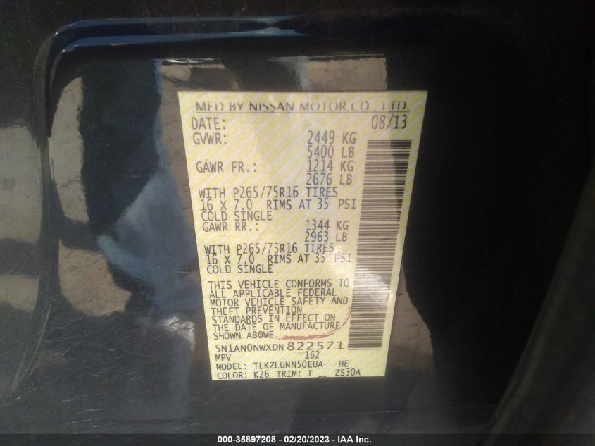 2013 NISSAN XTERRA PRO-4X - 5N1AN0NWXDN822571