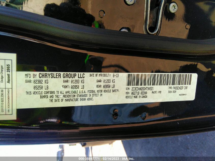 2013 DODGE CHARGER POLICE - 2C3CDXAG9DH734521