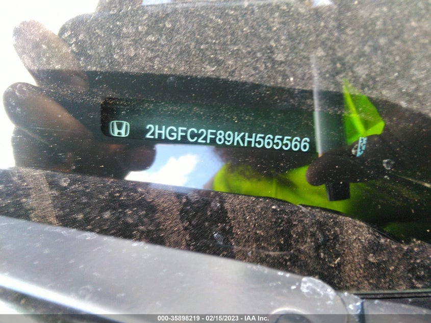 VIN 2HGFC2F89KH565566 2019 HONDA CIVIC SEDAN SPORT