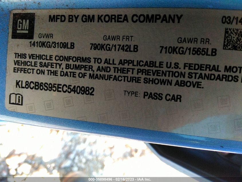 2014 CHEVROLET SPARK LS - KL8CB6S95EC540982