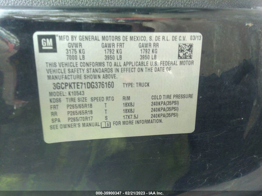 2013 CHEVROLET SILVERADO 1500 LTZ - 3GCPKTE71DG376160