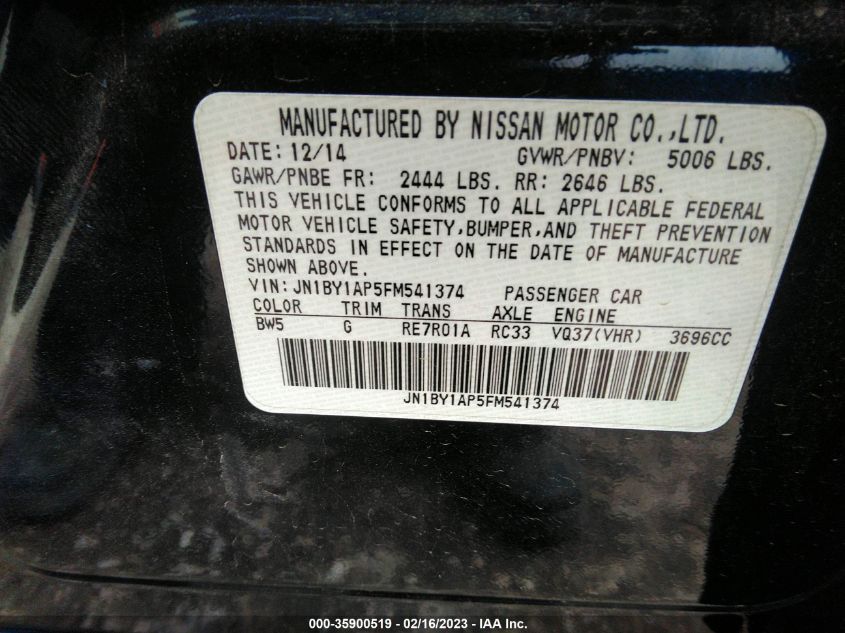 2015 INFINITI Q70 - JN1BY1AP5FM541374
