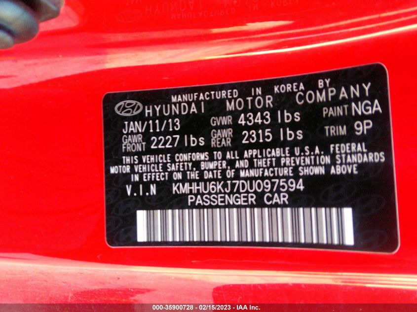 2013 HYUNDAI GENESIS COUPE 3.8 R-SPEC KMHHU6KJ7DU097594