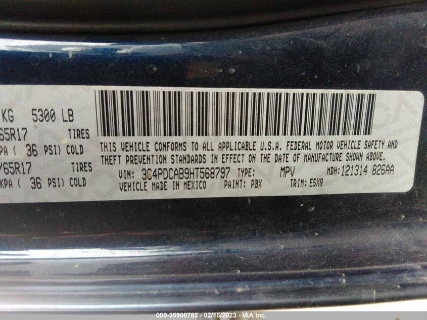 VIN 3C4PDCAB9HT568797 2017 DODGE JOURNEY SE