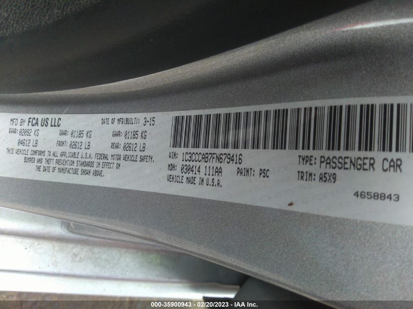 2015 CHRYSLER 200 LIMITED - 1C3CCCAB7FN679416