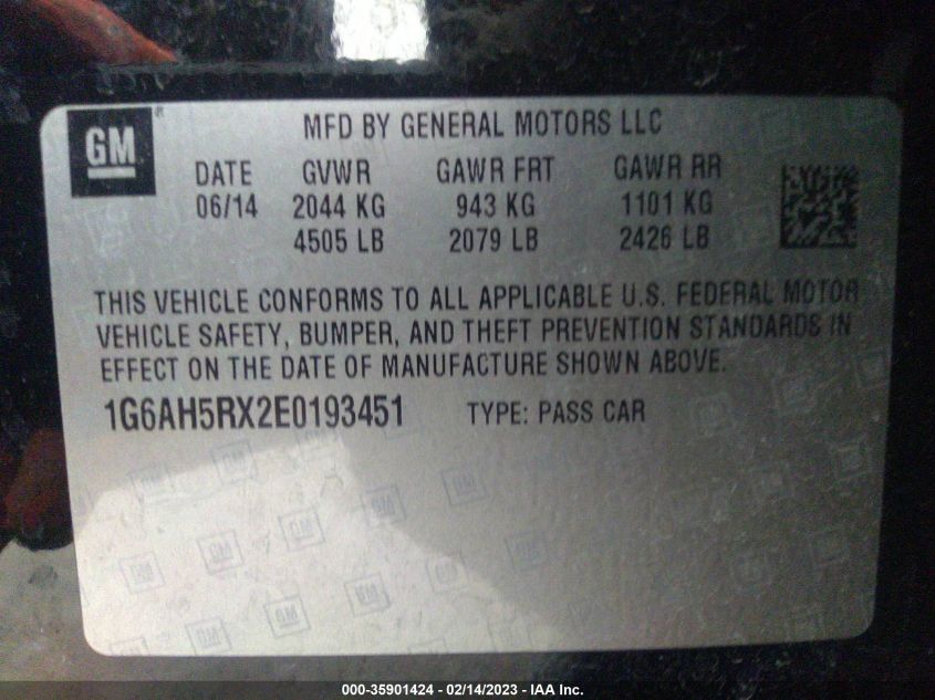 2014 CADILLAC ATS LUXURY AWD - 1G6AH5RX2E0193451