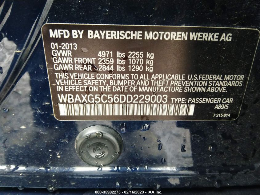 2013 BMW 5 SERIES 528I - WBAXG5C56DD229003