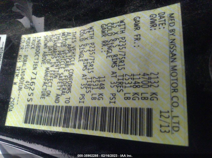 2014 NISSAN FRONTIER S - 1N6BD0CT3EN716255