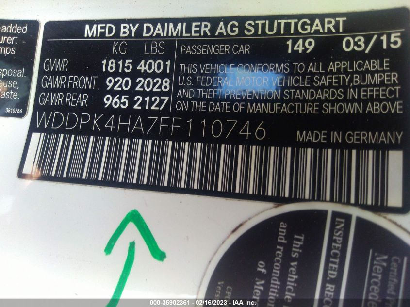 2015 MERCEDES-BENZ SLK-CLASS SLK 250 - WDDPK4HA7FF110746