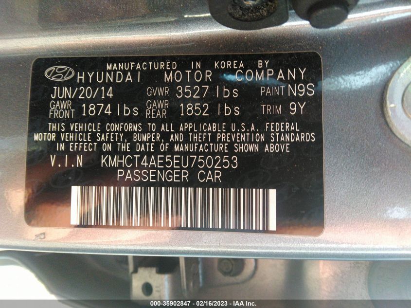 2014 HYUNDAI ACCENT GLS - KMHCT4AE5EU750253