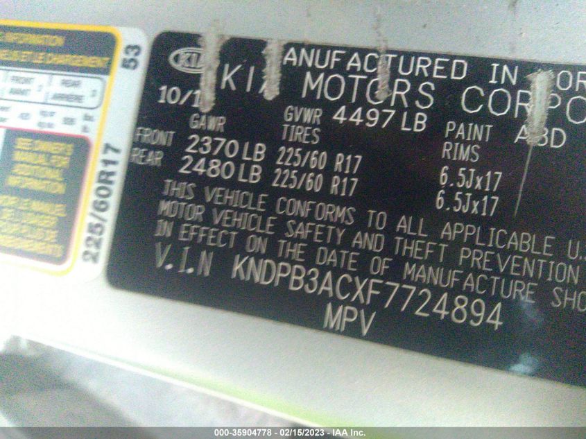 2015 KIA SPORTAGE LX - KNDPB3ACXF7724894