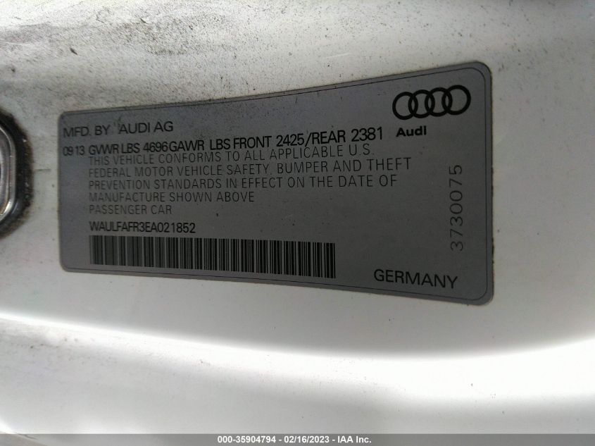2014 AUDI A5 PREMIUM PLUS WAULFAFR3EA021852