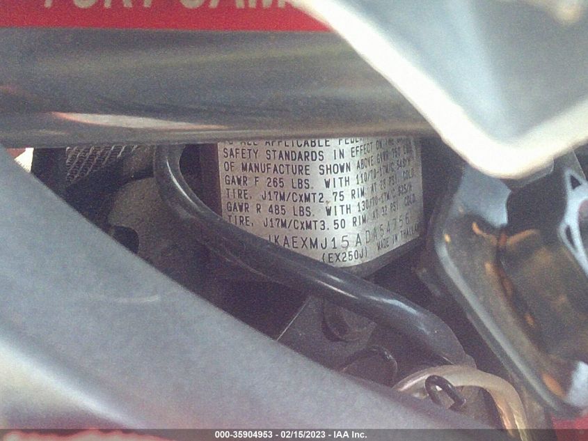 2010 KAWASAKI EX250 J JKAEXMJ15ADA54756