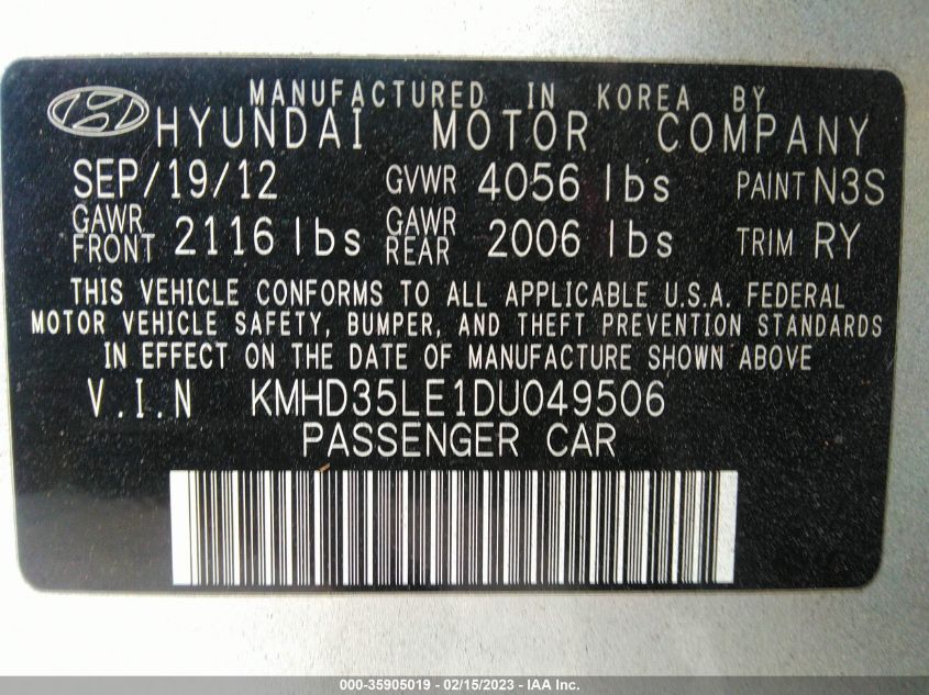 2013 HYUNDAI ELANTRA GT - KMHD35LE1DU049506