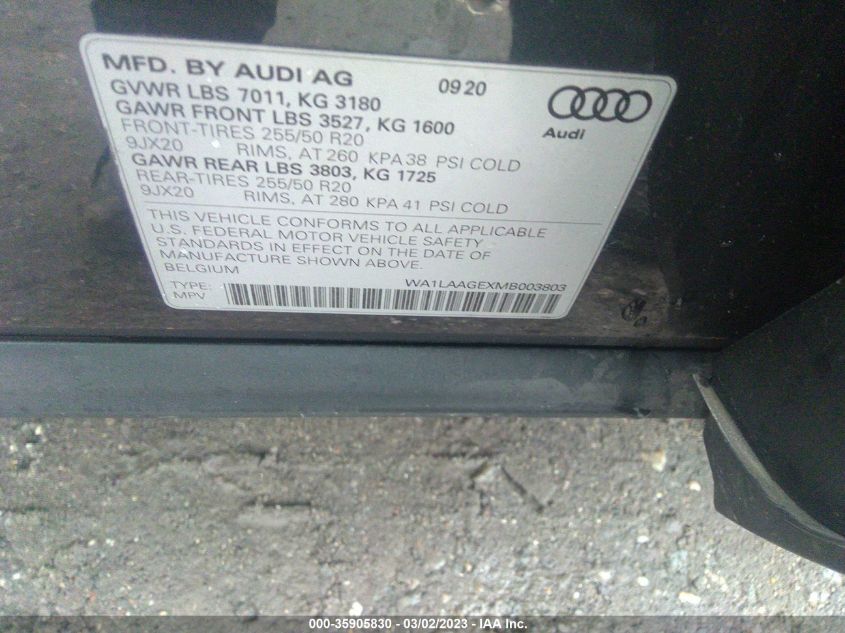 2021 AUDI E-TRON PREMIUM PLUS - WA1LAAGEXMB003803