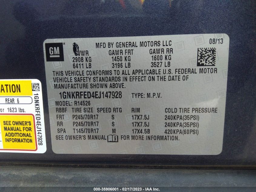 2014 CHEVROLET TRAVERSE LS - 1GNKRFED4EJ147928