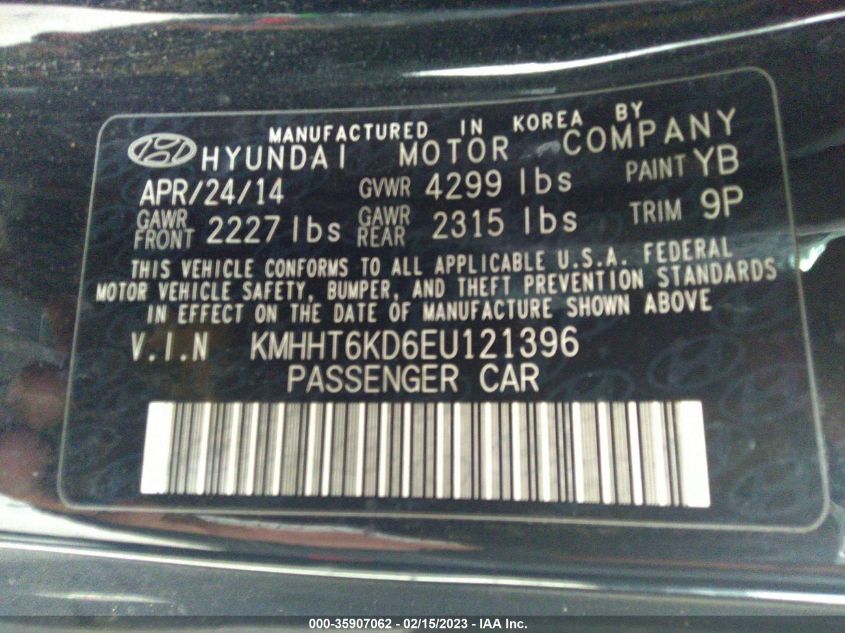 2014 HYUNDAI GENESIS COUPE 2.0T R-SPEC KMHHT6KD6EU121396