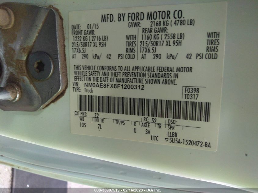 2015 FORD TRANSIT CONNECT WAGON XLT - NM0AE8FX8F1200312