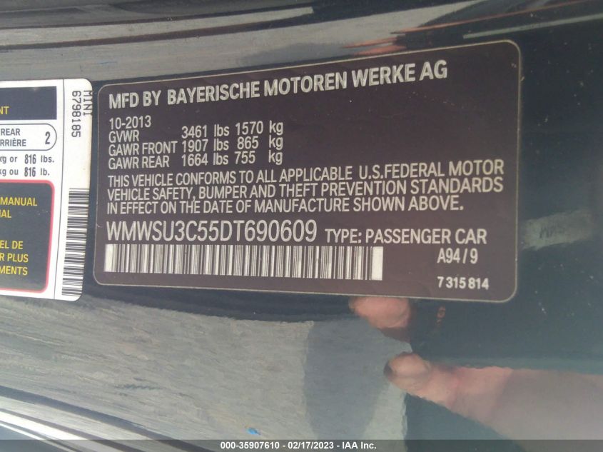 2013 MINI COOPER HARDTOP - WMWSU3C55DT690609