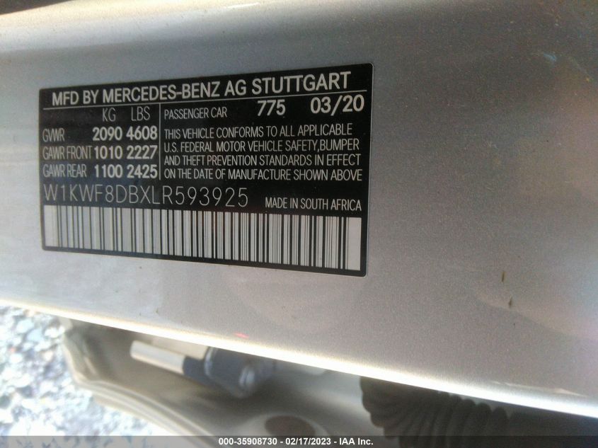 W1KWF8DBXLR593925 2020 MERCEDES-BENZ C-CLASS, photo no. 9