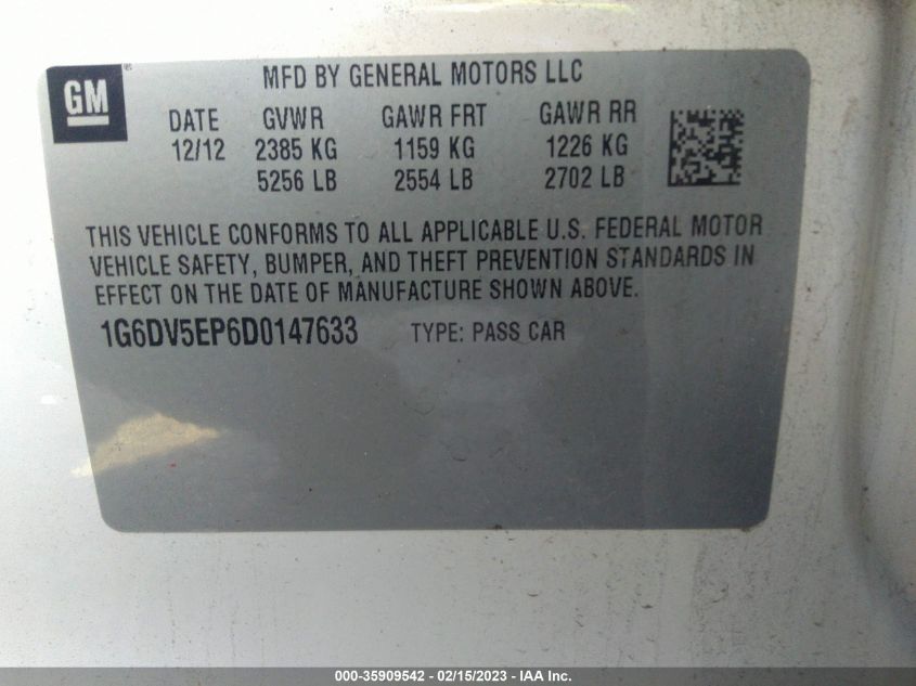 2013 CADILLAC CTS-V SEDAN 1G6DV5EP6D0147633