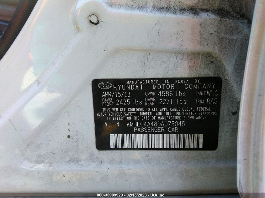 2013 HYUNDAI SONATA HYBRID - KMHEC4A48DA075045