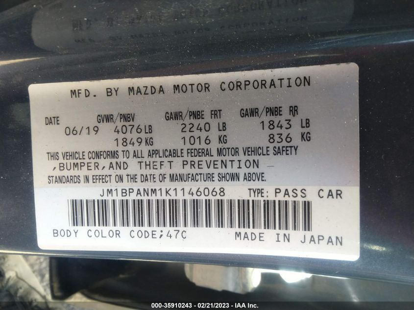 JM1BPANM1K1146068 Mazda Mazda3 Hatchback W/PREMIUM PKG 9