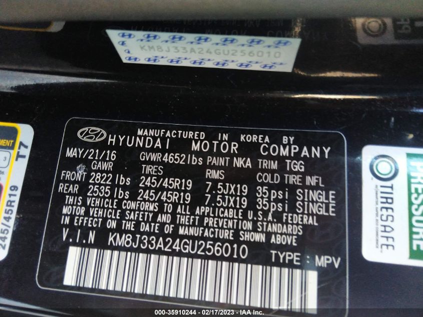 2016 HYUNDAI TUCSON SPORT - KM8J33A24GU256010