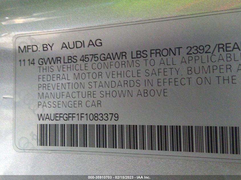 2015 AUDI A3 2.0T PREMIUM PLUS - WAUEFGFF1F1083379