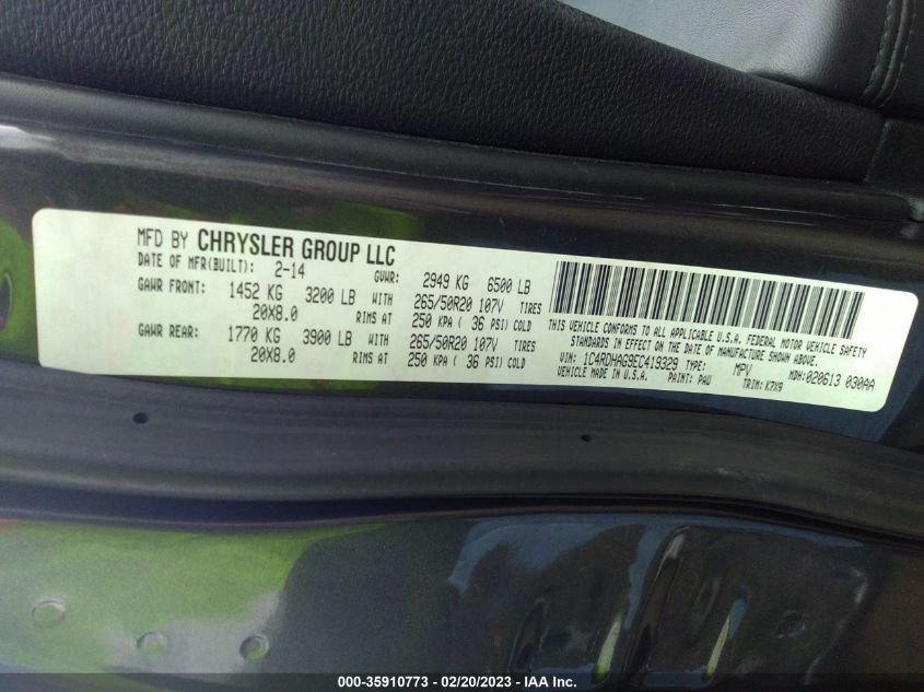 2014 DODGE DURANGO SXT - 1C4RDHAG9EC419329