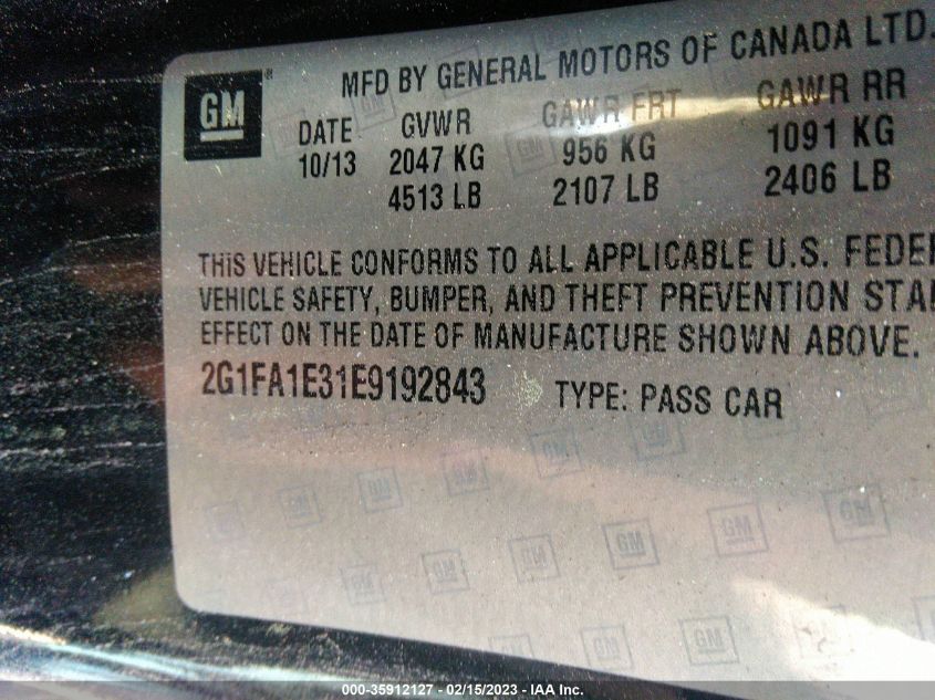 2014 CHEVROLET CAMARO LS - 2G1FA1E31E9192843